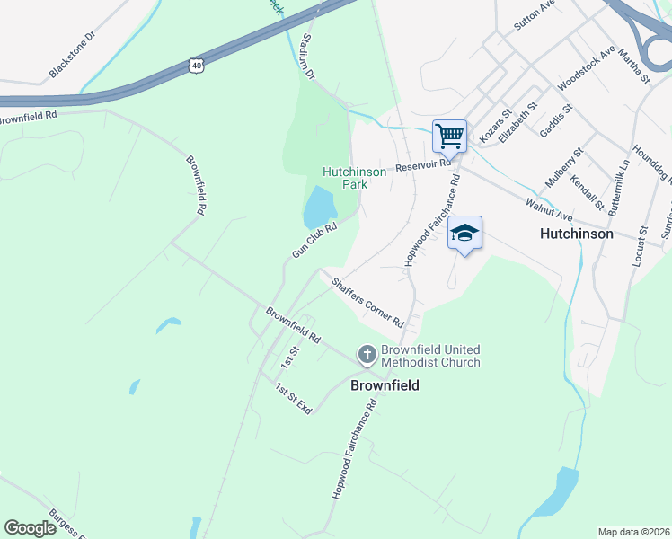 map of restaurants, bars, coffee shops, grocery stores, and more near 233 Shaffers Corner Road in Uniontown