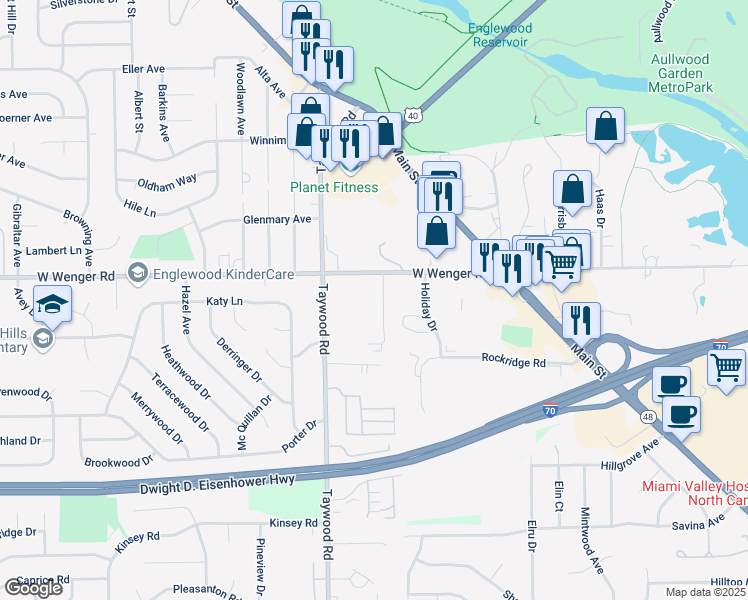 map of restaurants, bars, coffee shops, grocery stores, and more near 37 Hillside Court in Englewood