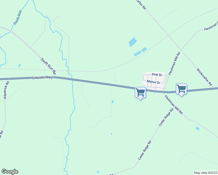 map of restaurants, bars, coffee shops, grocery stores, and more near 4199 York Road in New Oxford