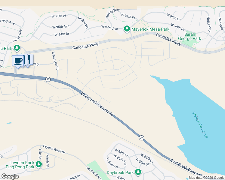 map of restaurants, bars, coffee shops, grocery stores, and more near 17086 West 92nd Loop in Arvada