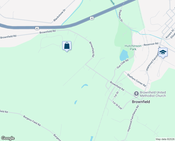 map of restaurants, bars, coffee shops, grocery stores, and more near 1320 Brownfield Road in Uniontown