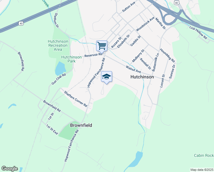 map of restaurants, bars, coffee shops, grocery stores, and more near 213 Mountain View Road in Uniontown