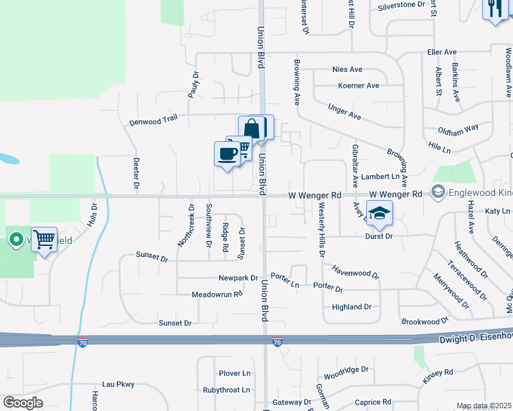 map of restaurants, bars, coffee shops, grocery stores, and more near 800 West Wenger Road in Englewood