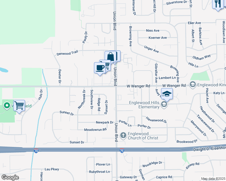map of restaurants, bars, coffee shops, grocery stores, and more near 800 West Wenger Road in Englewood