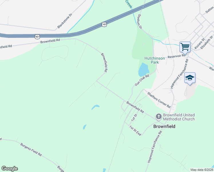 map of restaurants, bars, coffee shops, grocery stores, and more near 301-399 Brownfield Road in Uniontown