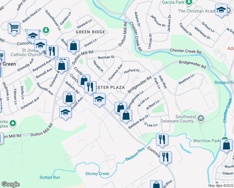 map of restaurants, bars, coffee shops, grocery stores, and more near 67 Scarlet Avenue in Aston