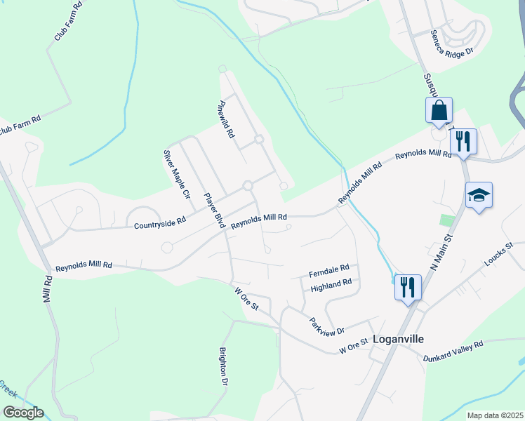 map of restaurants, bars, coffee shops, grocery stores, and more near 7645 Morningside Way in Seven Valleys