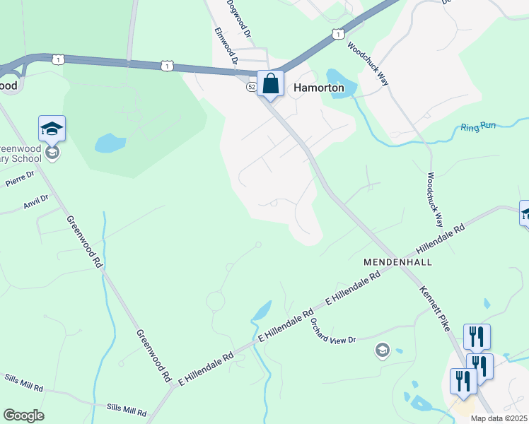 map of restaurants, bars, coffee shops, grocery stores, and more near 10 Normandy Drive in Chadds Ford