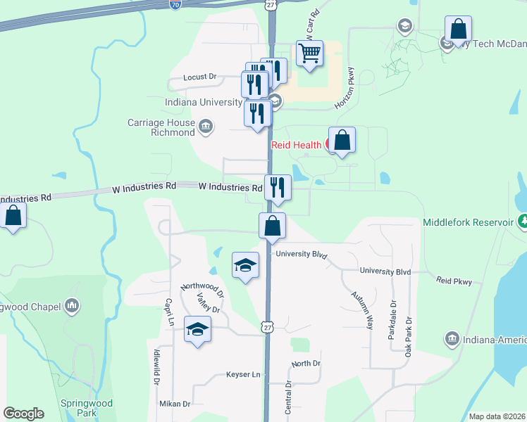 map of restaurants, bars, coffee shops, grocery stores, and more near 2108 Chester Boulevard in Richmond