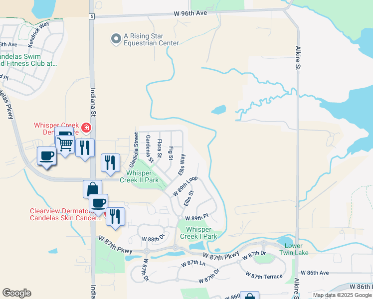 map of restaurants, bars, coffee shops, grocery stores, and more near 9166 Ellis Way in Arvada