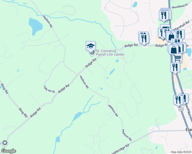 map of restaurants, bars, coffee shops, grocery stores, and more near 235 Heyburn Road in Chadds Ford