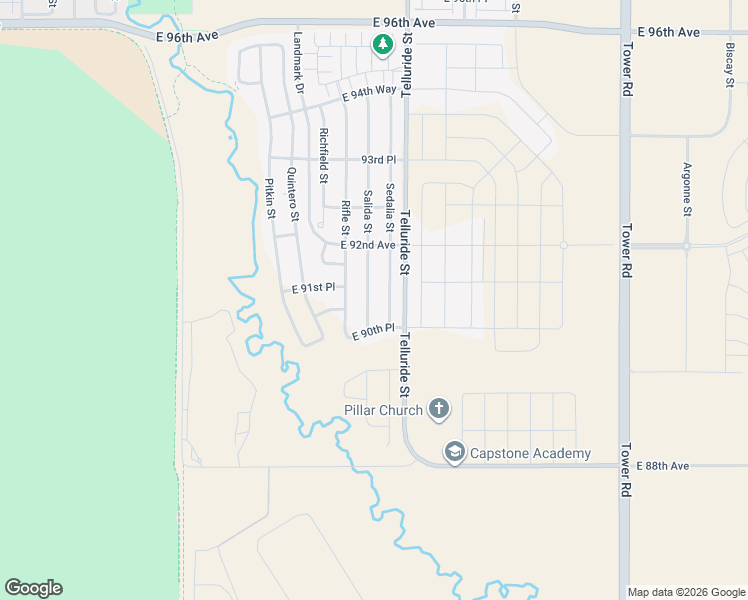 map of restaurants, bars, coffee shops, grocery stores, and more near 9206 Sedalia Street in Commerce City