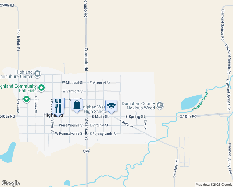 map of restaurants, bars, coffee shops, grocery stores, and more near 307 North Carolina Street in Highland