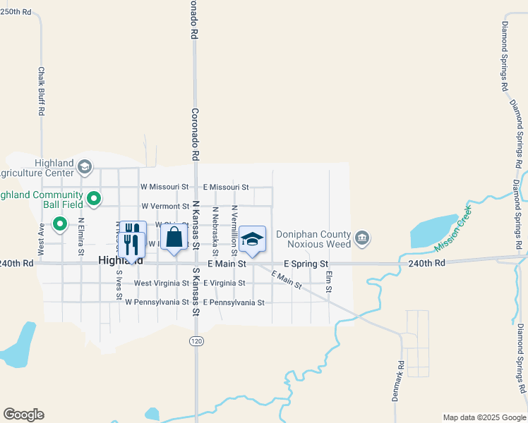 map of restaurants, bars, coffee shops, grocery stores, and more near 307 North Carolina Street in Highland