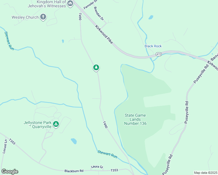 map of restaurants, bars, coffee shops, grocery stores, and more near 153 Wesley Road in Quarryville