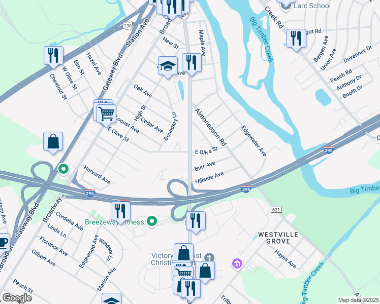map of restaurants, bars, coffee shops, grocery stores, and more near 700 Delsea Drive in Westville