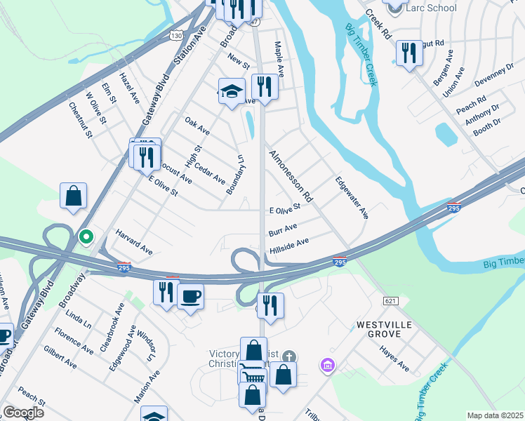 map of restaurants, bars, coffee shops, grocery stores, and more near 700 Delsea Drive in Westville