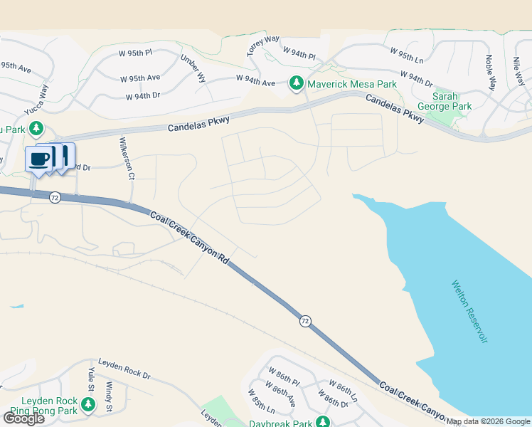 map of restaurants, bars, coffee shops, grocery stores, and more near 17304-17396 Coal Creek Canyon Road in Arvada