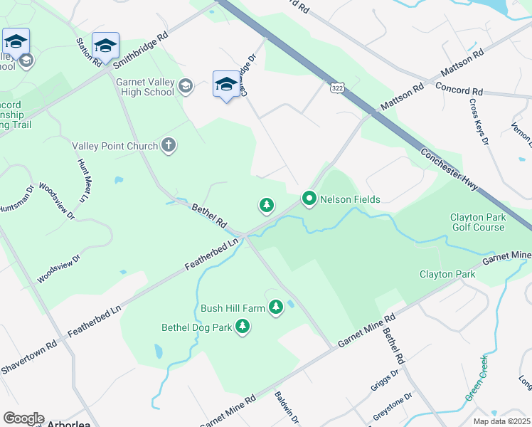 map of restaurants, bars, coffee shops, grocery stores, and more near 527 Featherbed Lane in Glen Mills
