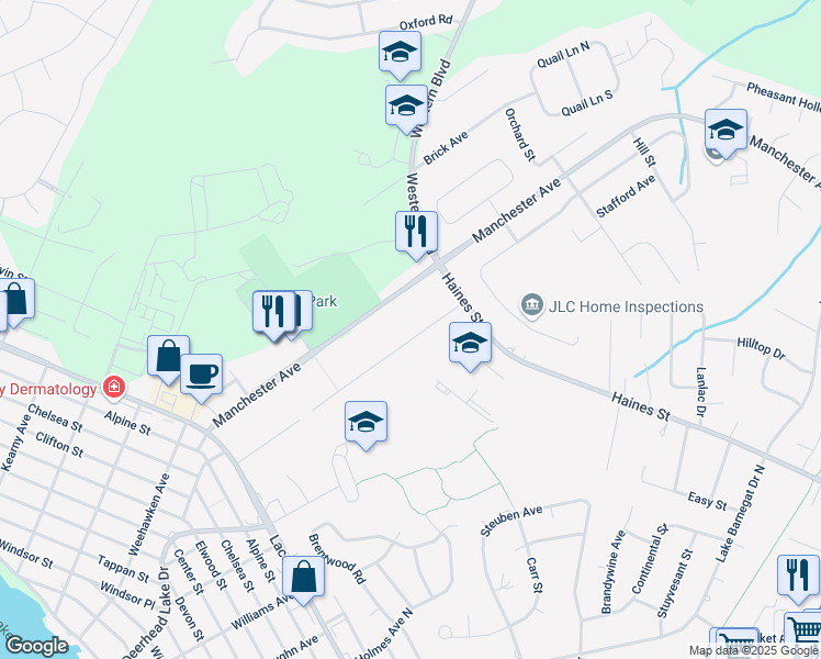 map of restaurants, bars, coffee shops, grocery stores, and more near 72 Maxim Drive in Lacey Township