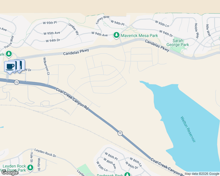 map of restaurants, bars, coffee shops, grocery stores, and more near 16978 West 92nd Drive in Arvada