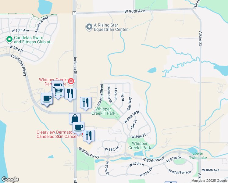 map of restaurants, bars, coffee shops, grocery stores, and more near 9164 Gardenia Street in Arvada