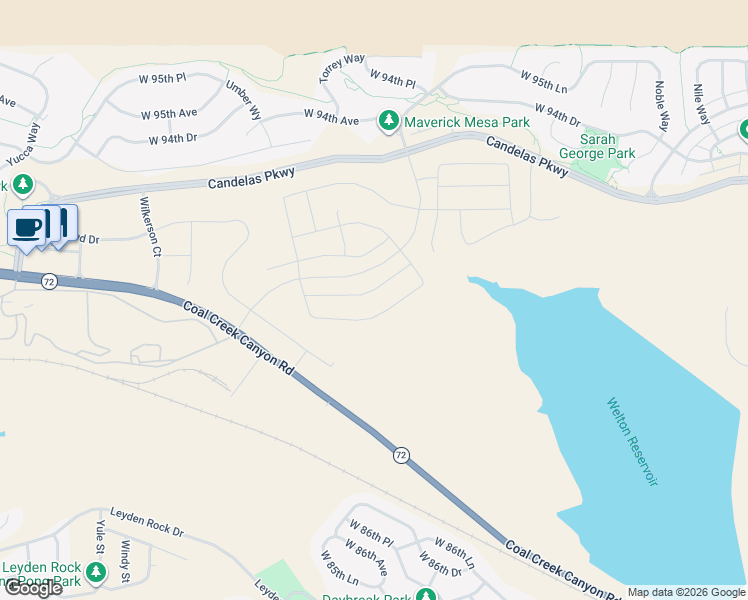 map of restaurants, bars, coffee shops, grocery stores, and more near 17280-17302 Coal Creek Canyon Road in Arvada