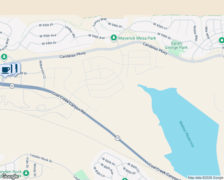 map of restaurants, bars, coffee shops, grocery stores, and more near 16938 West 92nd Drive in Arvada
