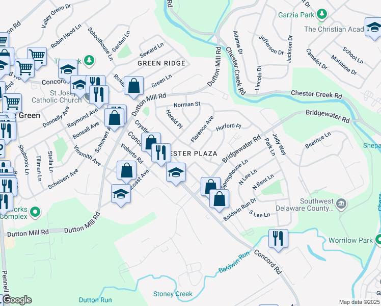 map of restaurants, bars, coffee shops, grocery stores, and more near 55 Scarlet Avenue in Aston