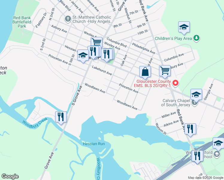 map of restaurants, bars, coffee shops, grocery stores, and more near 804 Crozier Avenue in National Park