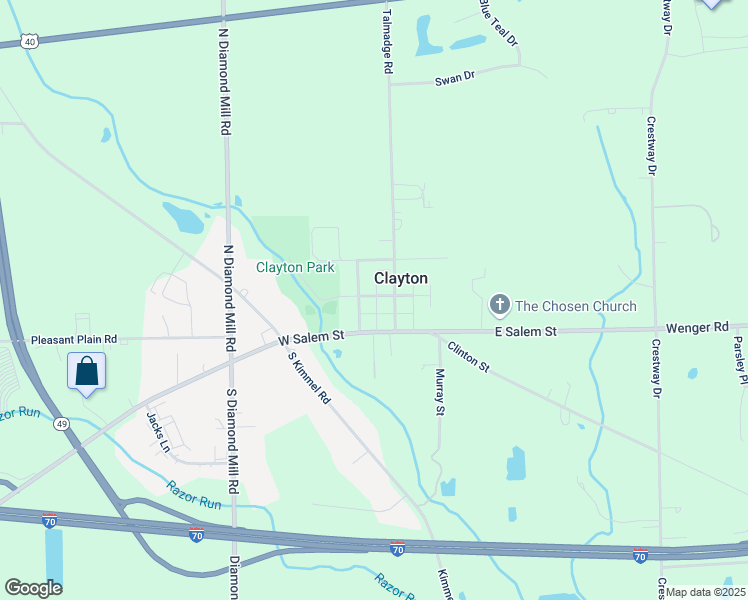 map of restaurants, bars, coffee shops, grocery stores, and more near 48 West Mill Street in Clayton