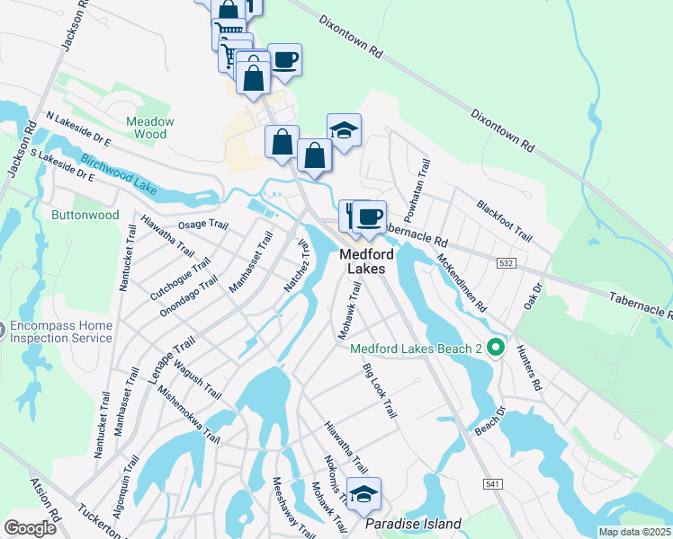 map of restaurants, bars, coffee shops, grocery stores, and more near 10 Minnetonka Trail in Medford