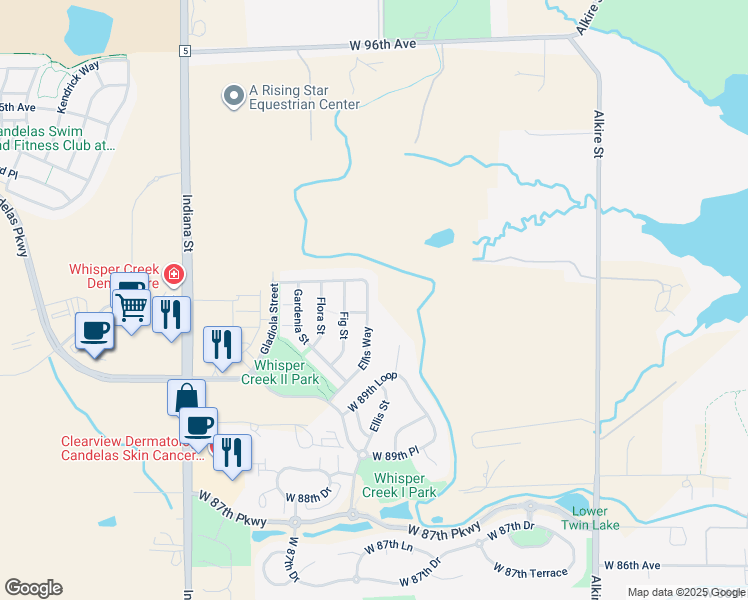 map of restaurants, bars, coffee shops, grocery stores, and more near 9166 Ellis Way in Arvada