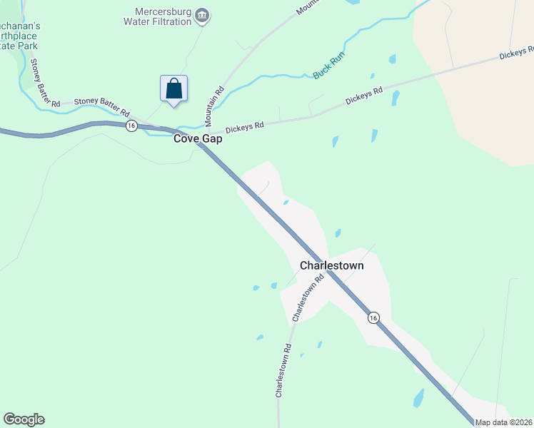 map of restaurants, bars, coffee shops, grocery stores, and more near 14062 Buchanan Trail West in Mercersburg