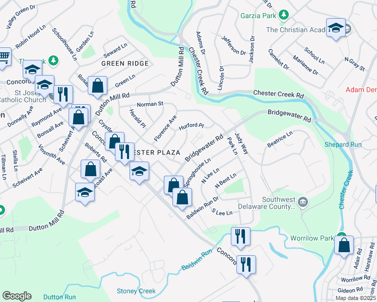 map of restaurants, bars, coffee shops, grocery stores, and more near 2180 Bridgewater Road in Aston