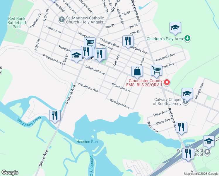 map of restaurants, bars, coffee shops, grocery stores, and more near 804 Crozier Avenue in National Park