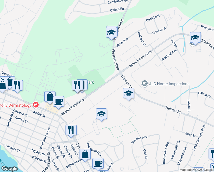 map of restaurants, bars, coffee shops, grocery stores, and more near 72 Maxim Drive in Lacey Township