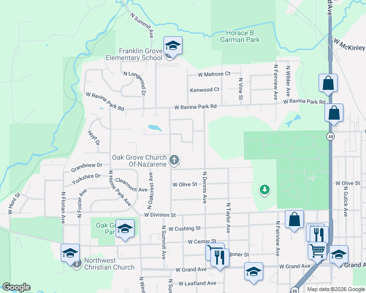 map of restaurants, bars, coffee shops, grocery stores, and more near 1615 West Harrison Avenue in Decatur