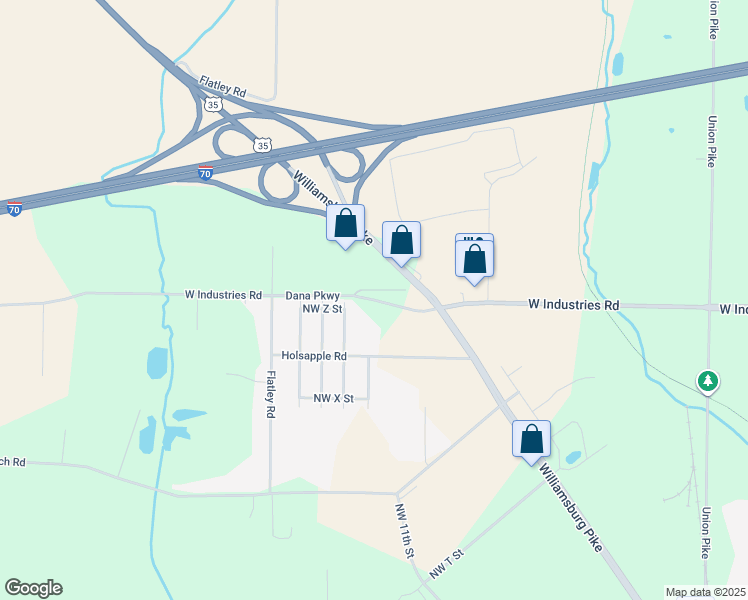 map of restaurants, bars, coffee shops, grocery stores, and more near West Industries Road in Richmond