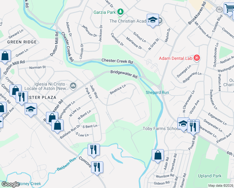 map of restaurants, bars, coffee shops, grocery stores, and more near 111 Romaine Way in Aston