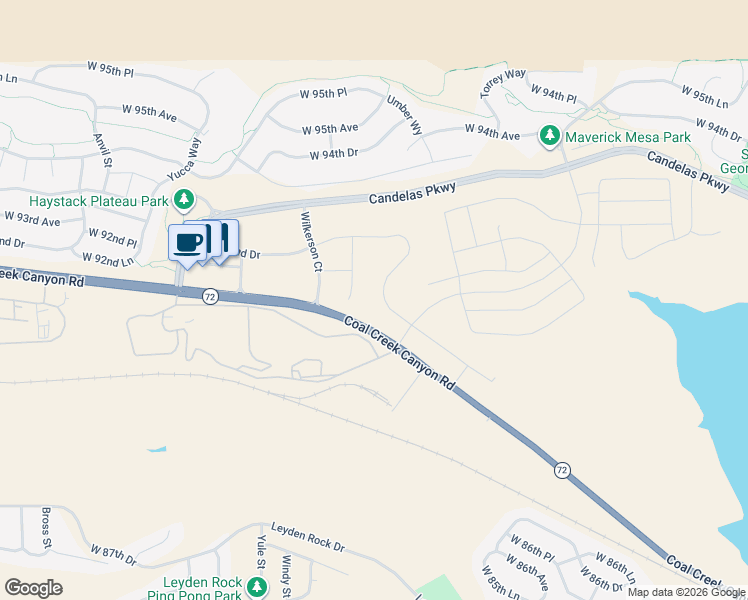 map of restaurants, bars, coffee shops, grocery stores, and more near 9173 Violet Way in Arvada