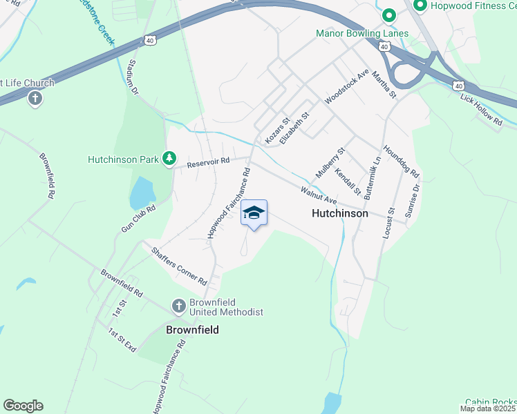 map of restaurants, bars, coffee shops, grocery stores, and more near 213 Mountain View Road in Uniontown