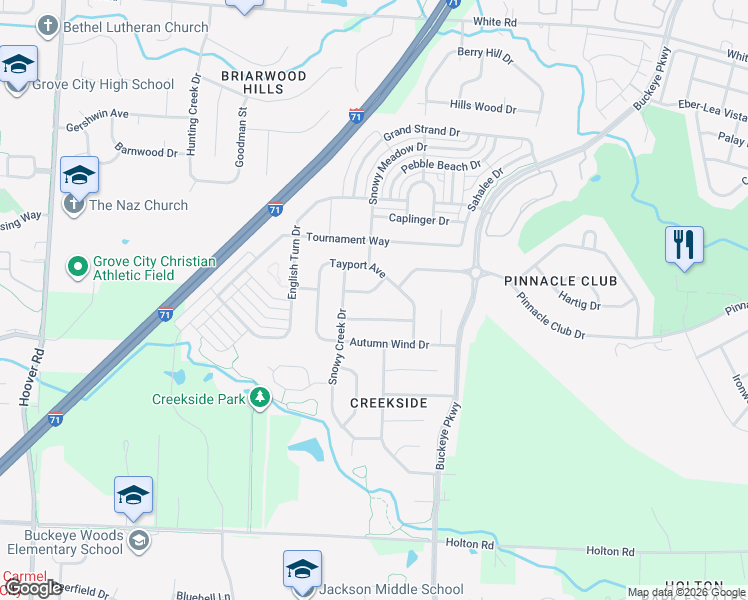 map of restaurants, bars, coffee shops, grocery stores, and more near 1960 Sunny Rock Lane in Grove City
