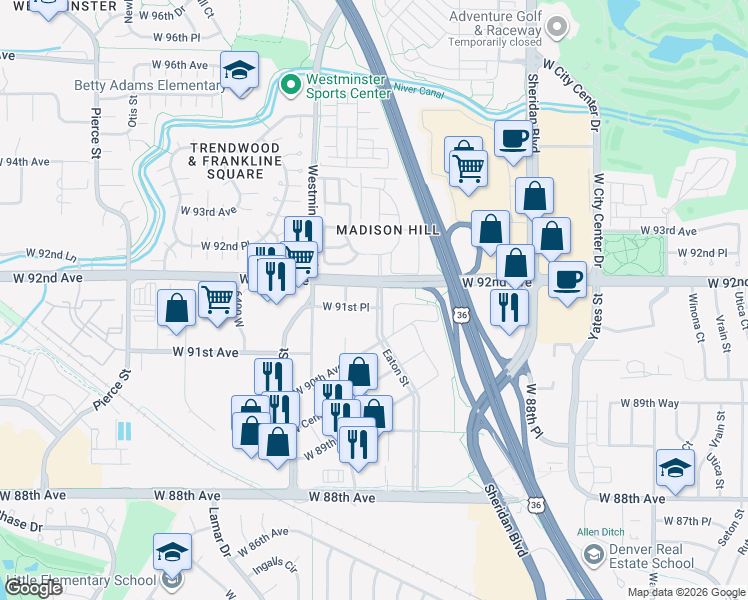 map of restaurants, bars, coffee shops, grocery stores, and more near in 