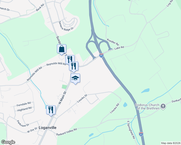 map of restaurants, bars, coffee shops, grocery stores, and more near 120 North Street in York