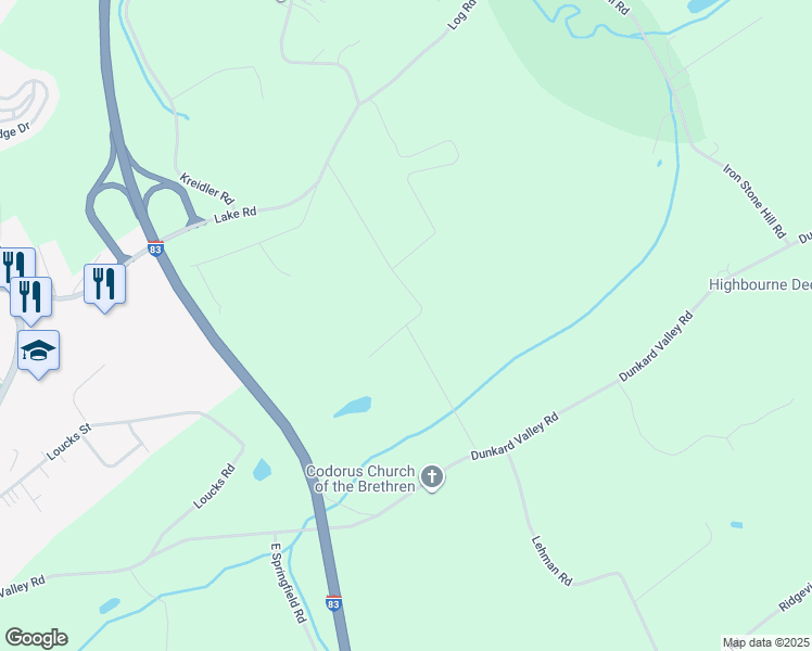 map of restaurants, bars, coffee shops, grocery stores, and more near Hill Road in York