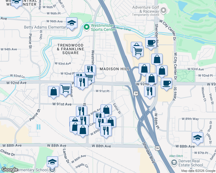 map of restaurants, bars, coffee shops, grocery stores, and more near in 
