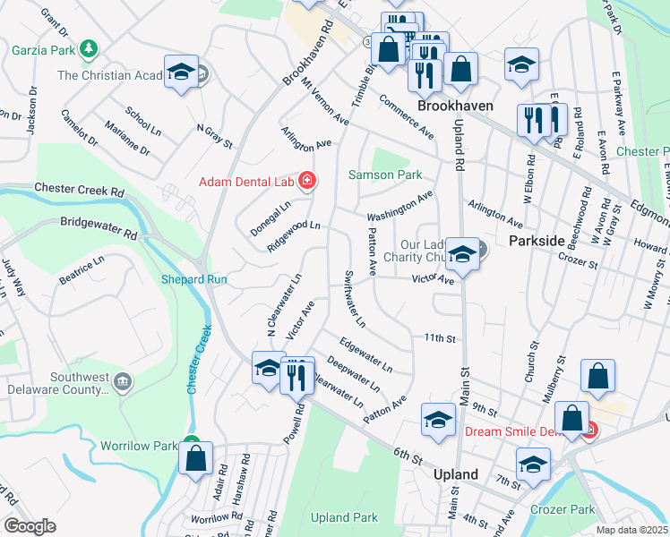 map of restaurants, bars, coffee shops, grocery stores, and more near 327 Trimble Boulevard in Brookhaven