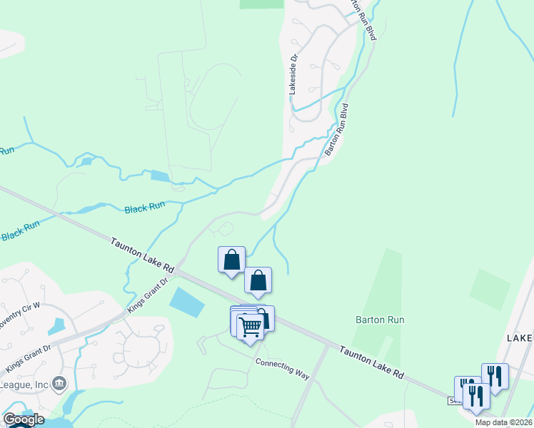 map of restaurants, bars, coffee shops, grocery stores, and more near 742 Barton Run Boulevard in Evesham