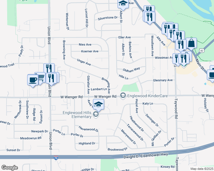map of restaurants, bars, coffee shops, grocery stores, and more near 823 Browning Avenue in Englewood